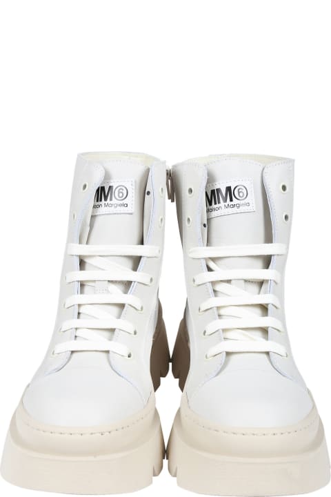 MM6 Maison Margiela Shoes for Boys MM6 Maison Margiela Ivory Boots For Kids With Logo
