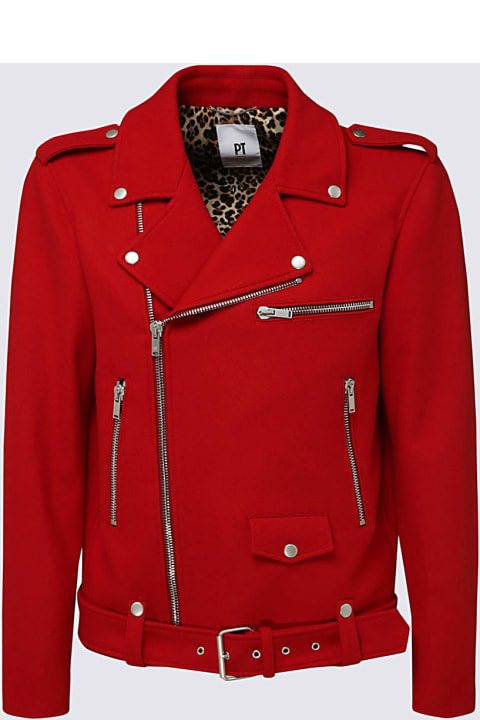 PT Torino Coats & Jackets for Men PT Torino Red Virgin Wool Casual Jacket