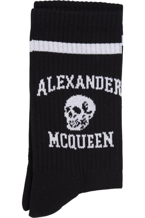 Alexander McQueen Underwear for Women Alexander McQueen Logo Skull Socks In Black