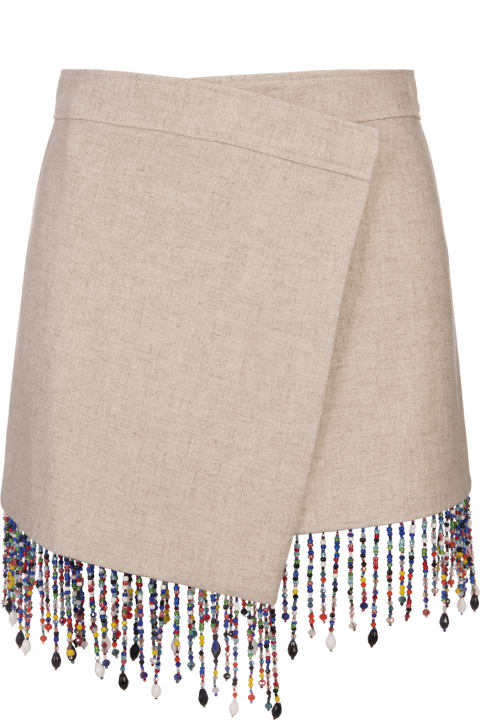 Fashion for Women MSGM Sand Mini Skirt With Bead Appliqué