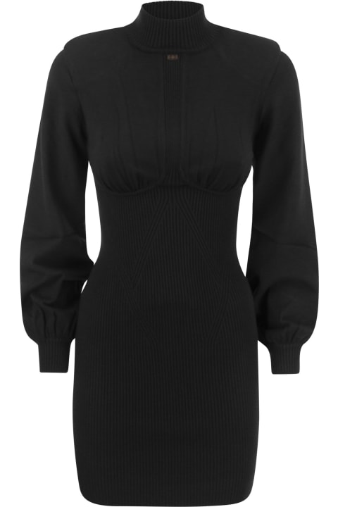 Elisabetta Franchi for Women Elisabetta Franchi Ribbed Mini Dress With High Neck And Cups
