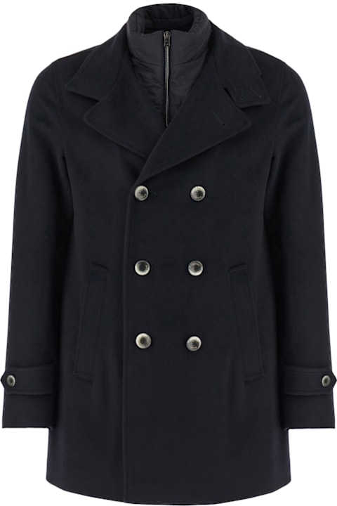 Herno Men Herno Midnight Blue Wool Blend Coat