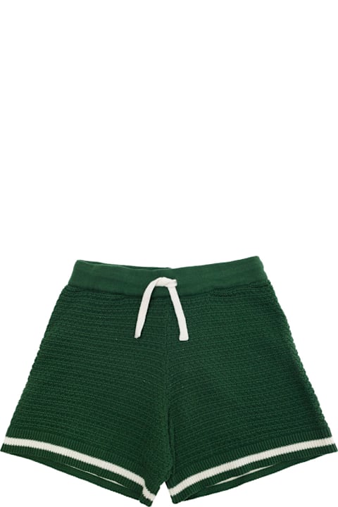 Homeware Mini Rodini Green Shorts With Elastic Waist And Drawstring In Cotton Crochet Boy