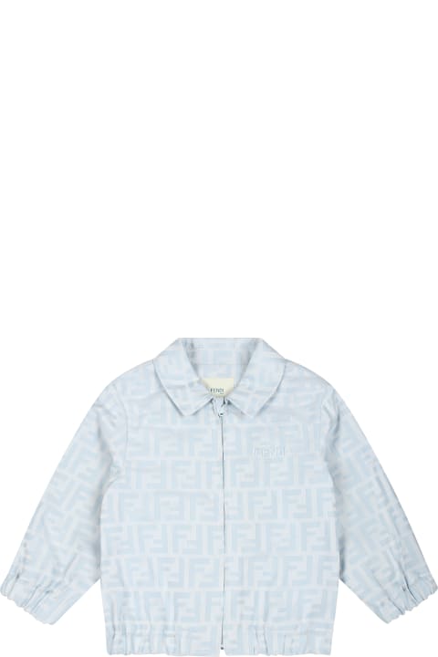 Homeware Fendi Light Blue Jacket For Baby Boy With Double F