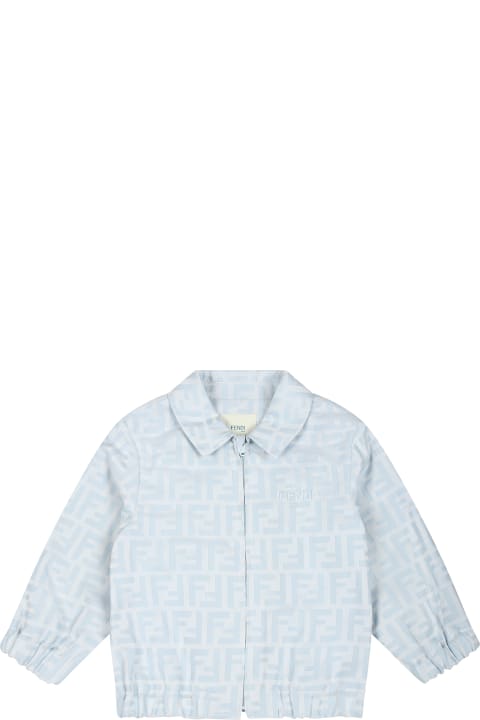 ベビーボーイズ ボディスーツ＆セットアップ Fendi Light Blue Jacket For Baby Boy With Double F