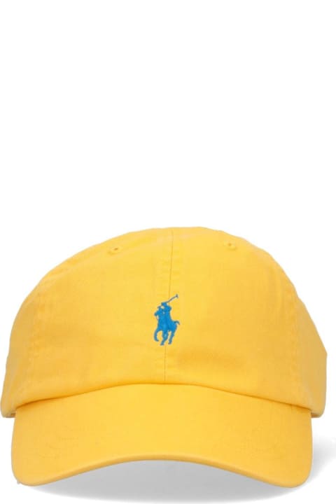 メンズ Ralph Laurenの帽子 Ralph Lauren Yellow Baseball Hat With Contrasting Pony