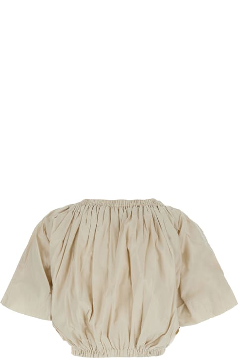 Topwear for Women Marant Étoile 'bertille' White Cropped Top With All-over Gathering In Cotton Woman