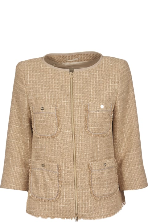 Herno Coats & Jackets for Women Herno Zipped Frayed Edge Tweed Jacket