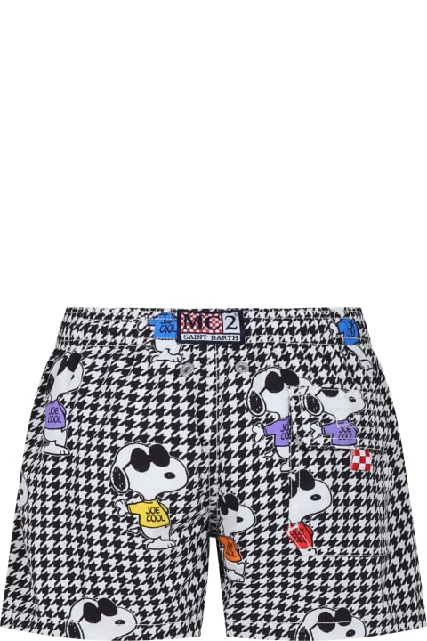 Swimwear for Boys MC2 Saint Barth Black Swim Shorts For Boy With Snoopy