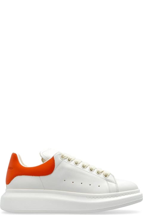 Homeware Alexander McQueen White Leather Sneakers With Orange Leather Heel