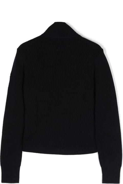 Moncler Sweaters & Sweatshirts for Women Moncler Navy Blue Virgin Wool Jacket