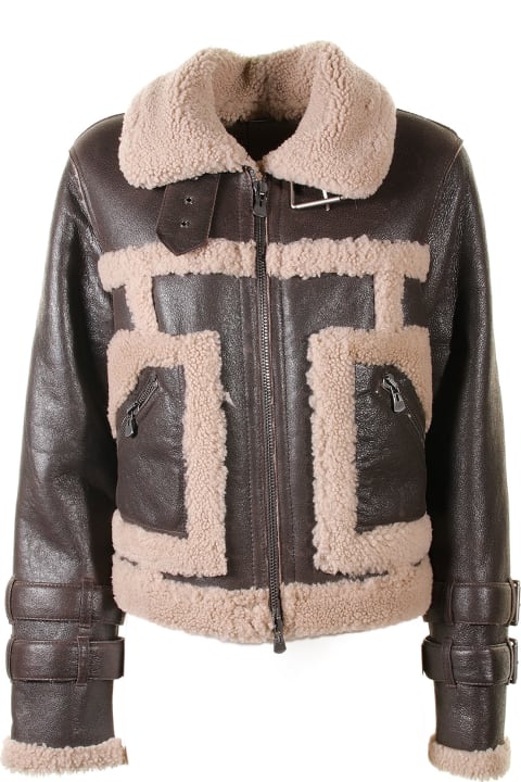 Doll Jacket In Nappa And Sheepskin With Zip