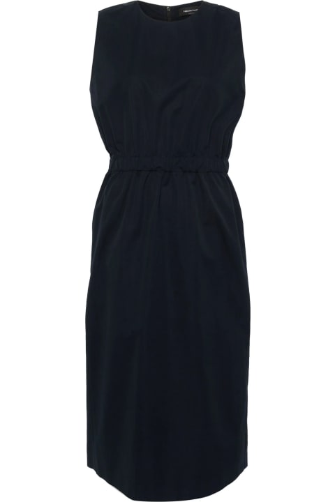 Clothing for Women Fabiana Filippi Navy Blue Cotton Midi Dress