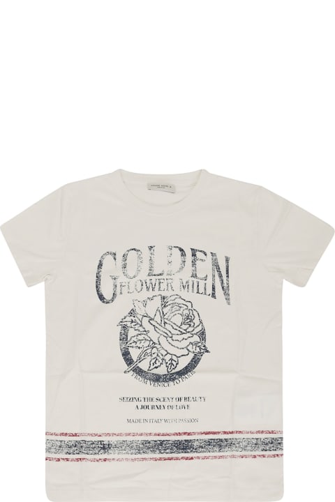 Golden Goose Kids Golden Goose Journey/ Boy's T-shirt/ Cotton Jersey Golden Fl