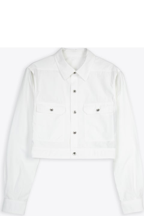 Cape Sleeve Cropped Outershirt White Poplin Cotton Outershirt - Cape Sleeve Cropped Outershirt