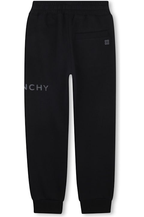 Givenchy Bottoms for Boys Givenchy Black Pants With Elastic Drawstring Waist And Logo Lettering On The Front In Cotton Blend Boy