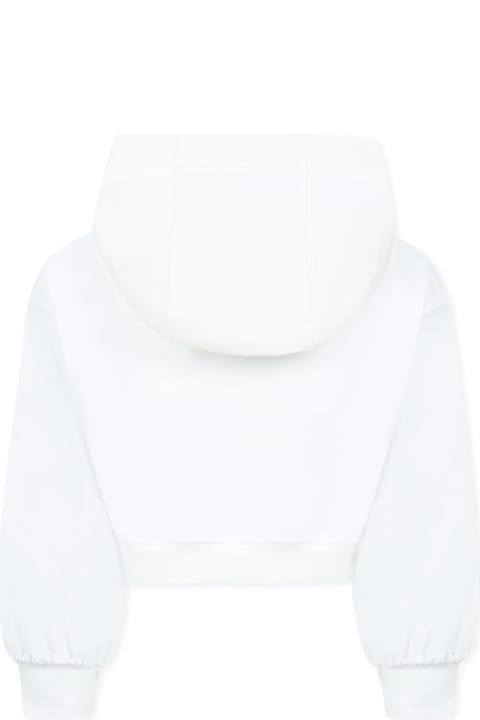 Fendi Topwear for Girls Fendi White Crop Sweatshirt For Girl With Logo