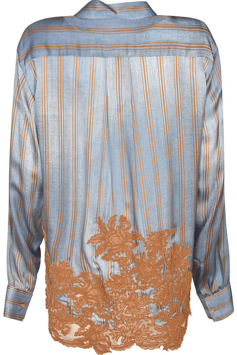 Fashion for Women Ermanno Scervino Floral Embroidery Striped Shirt