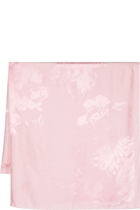 Alexander McQueen Scarves & Wraps for Women Alexander McQueen Pink Floral Jacquard Silk Scarf