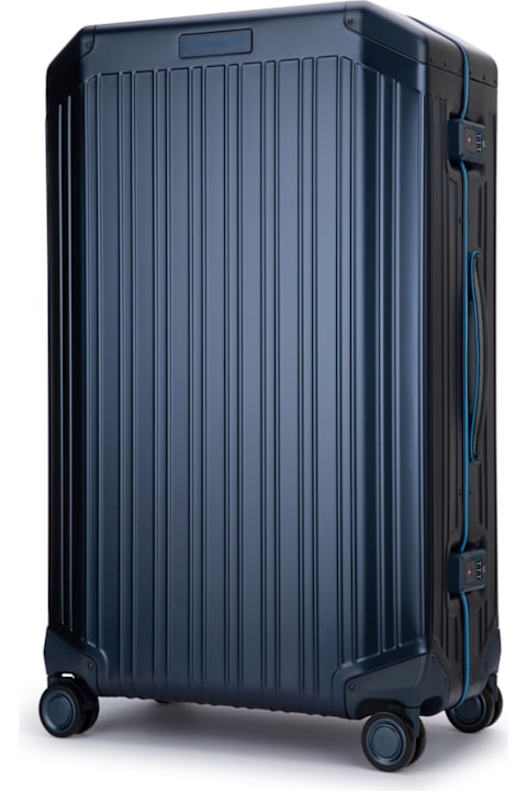 Piquadro لـ Kids Piquadro Trolley Grande 4 Ruote In Alluminio E Pelle