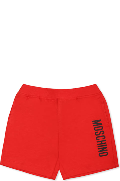 Bottoms for Baby Boys Moschino Red Shorts For Baby Boy With Logo