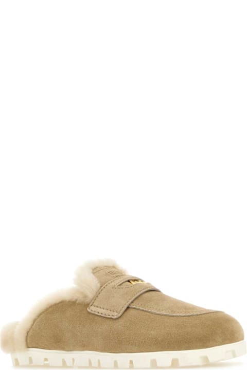 Miu Miu for Women Miu Miu Beige Suede Slippers