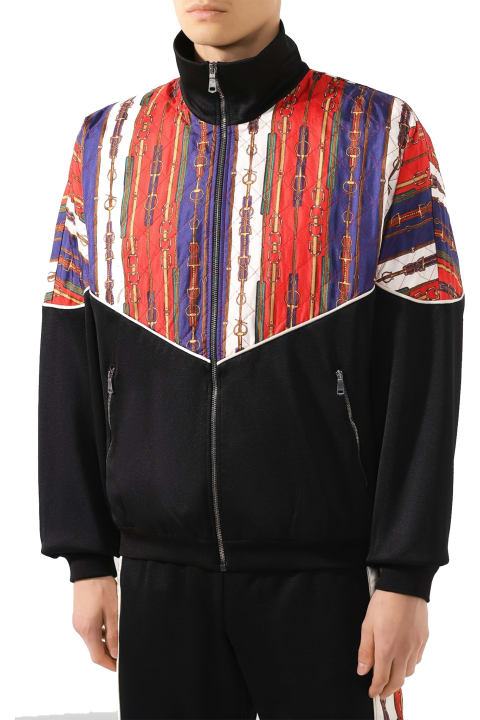 Gucci Sale for Men Gucci Flower Print Silk Bomber Jacket