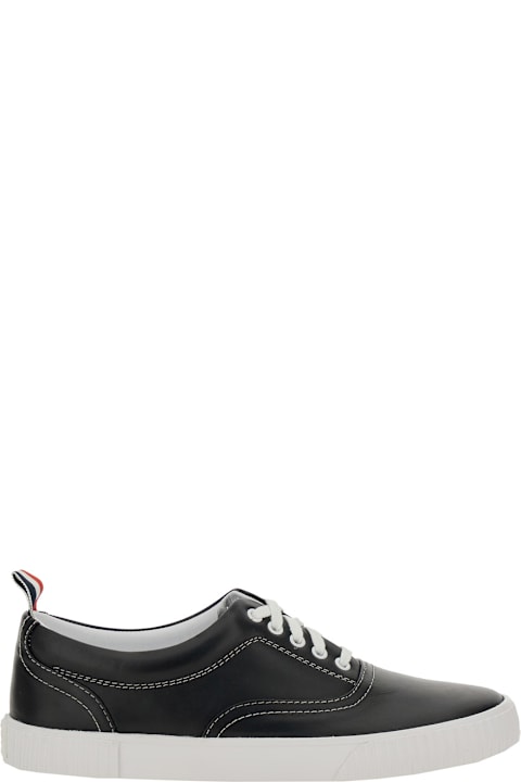 Thom Browne Sneakers for Women Thom Browne 'heritage' Black Sneakers With Logo Tab On Heel In Leather Man