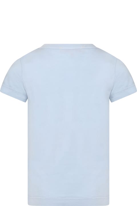 Light Blue T-shirt For Kids With Print And Logo
