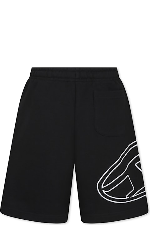 Homeware Diesel Black Shorts For Boy With Logo