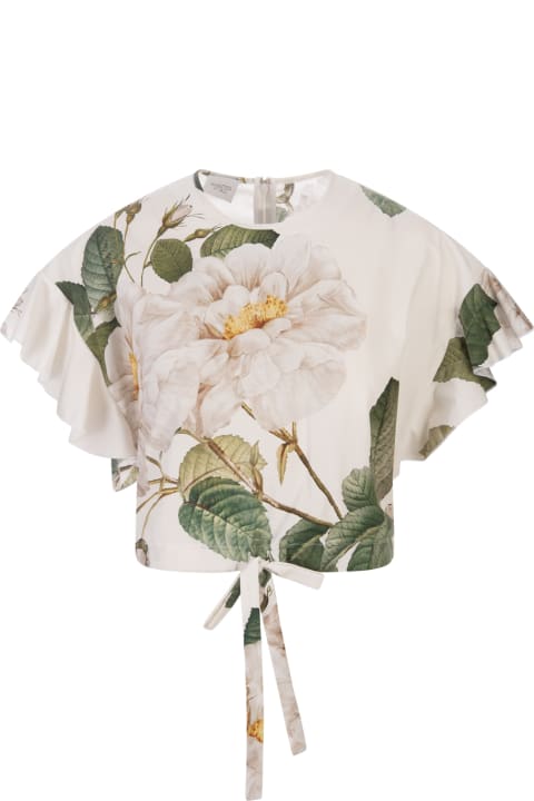 Giambattista Valli Clothing for Women Giambattista Valli Giant Bloom Crop Blouse In White