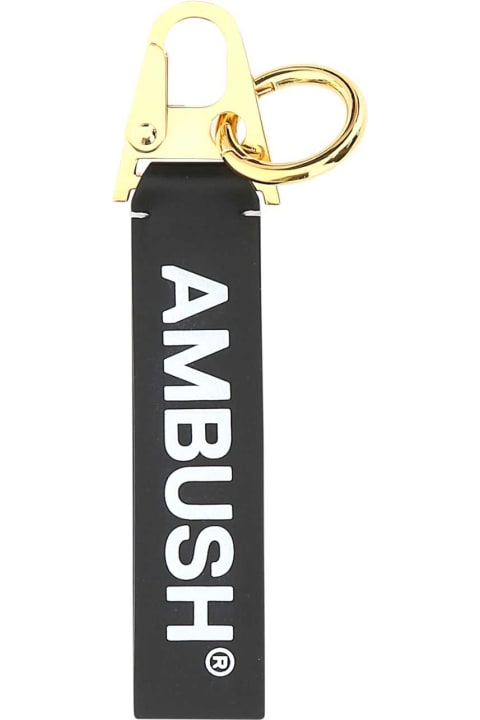 AMBUSH Keyrings for Men AMBUSH Black Leather Key Ring