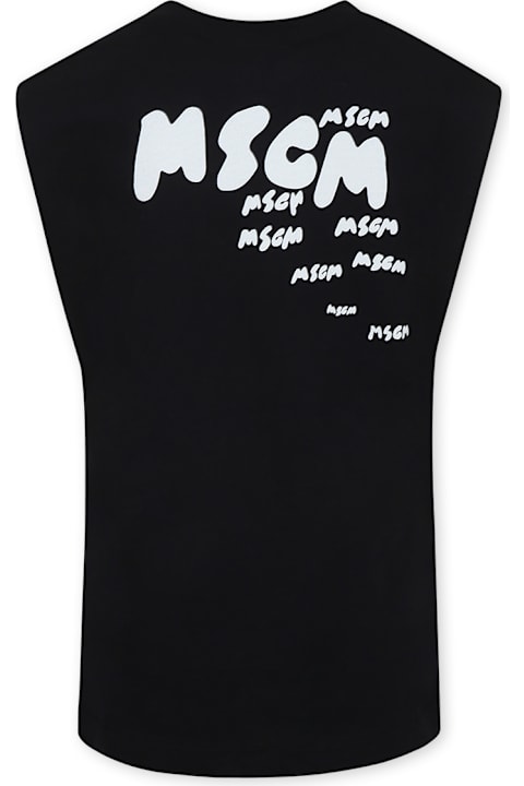 Homeware MSGM Black Tank Top For Boy With Logo