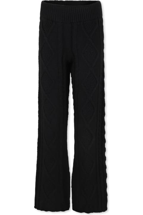 MSGM Bottoms for Girls MSGM Black Trousers For Girl With Logo