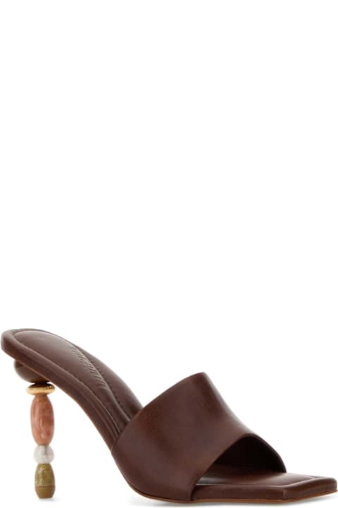 Cult Gaia Brown Leather Mahina Mules