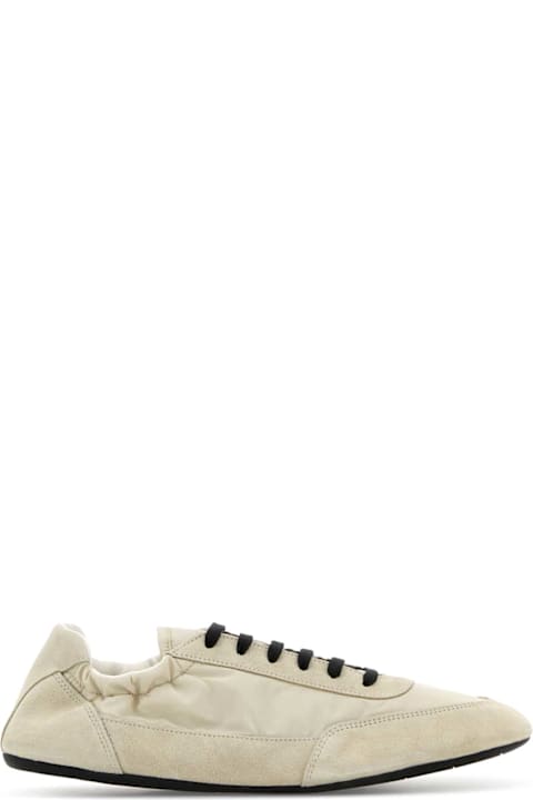 Homeware Prada Ivory Re-nylon And Suede Collapse Sneakers