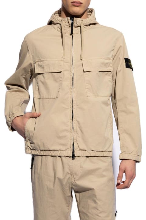Stone Island Coats & Jackets for Men Stone Island Logo Patch Zip-up Jacket