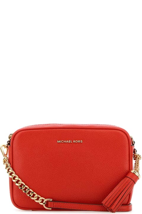 Homeware Michael Kors Coral Leather Medium Crossbody Bag
