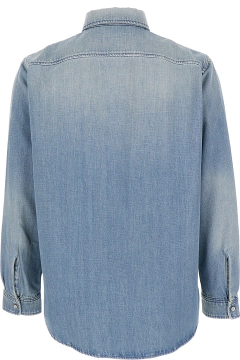 Saint Laurent for Men Saint Laurent Light-blue Oversize Denim Shirt In Cotton Man
