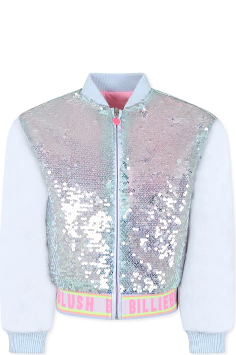 أدوات منزلية Billieblush Light Blue Bomber Jacket For Girl With Paillettes