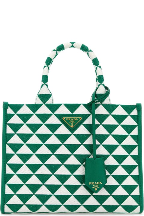 Fashion for Women Prada Embroidered Fabric Small Symbole Shopping Bag