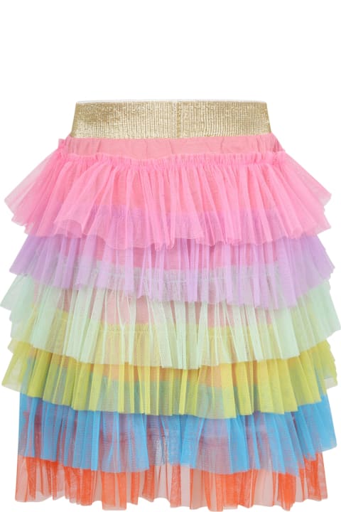 Multicolor Skirt For Girl With Tulle Ruffles
