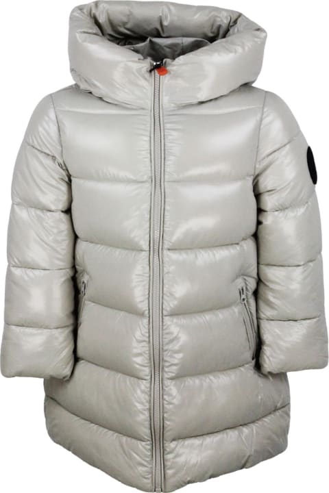 Save the Duck Kids Save the Duck Long Luck Down Jacket With Hood With Animal Free Padding With Animal Free Padding With Zip Closure And Logo On The Sleeve.