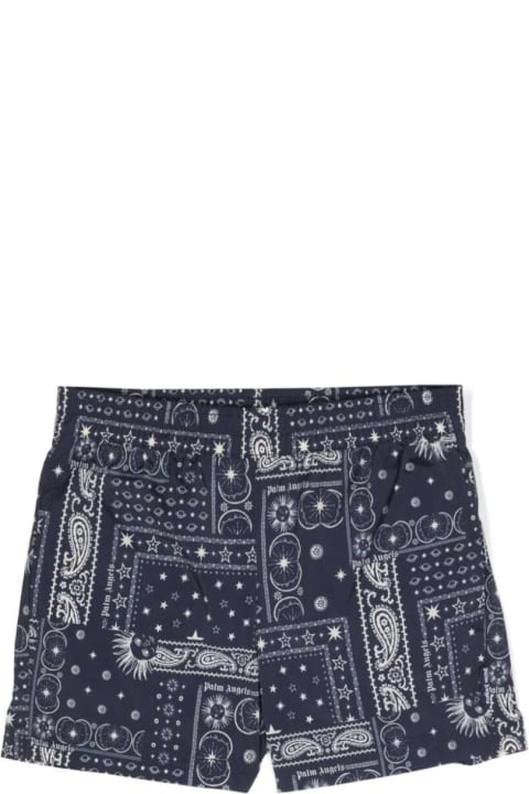 Bottoms for Boys Palm Angels Aopastropaisley Beach.shorts Navy Blue