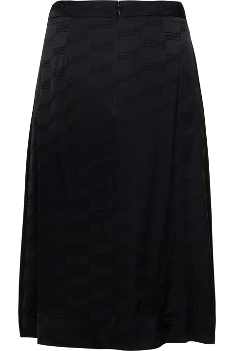 Black A-line Skirt With Bb Monogram Motif All-over In Viscose Woman