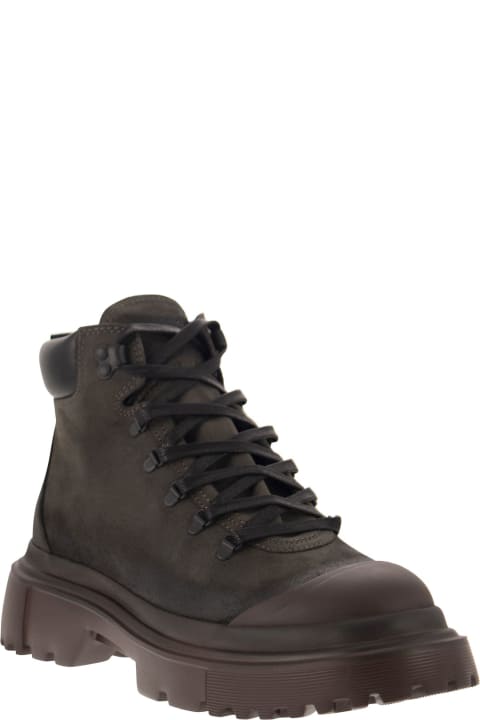 Hogan Boots for Men Hogan Greased Nubuck Leather Ankle Boot