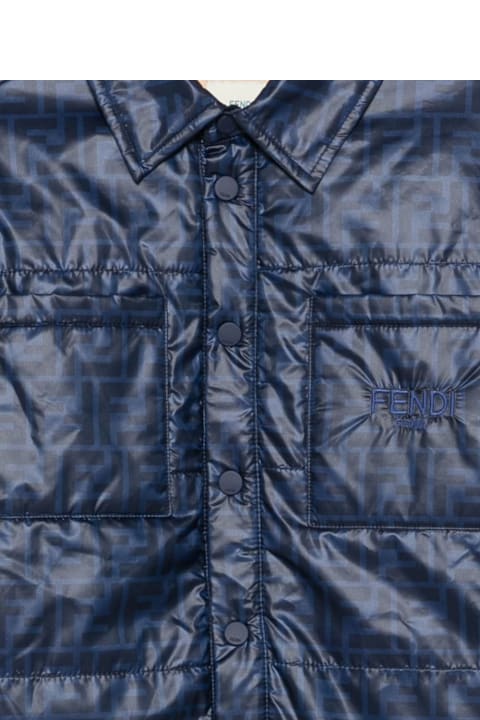 Homeware Fendi Fendi Kids Dark Blue Quilted Shirt Jacket