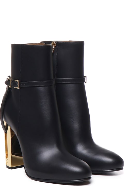Fendi Delfina High Leather Ankle Boots