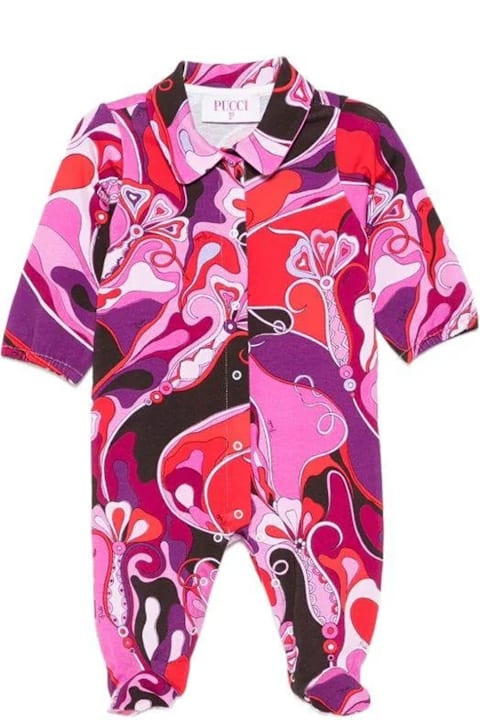 Pucci for Baby Girls Pucci Fuchsia Babysuit Set With Doudou For Baby Girl