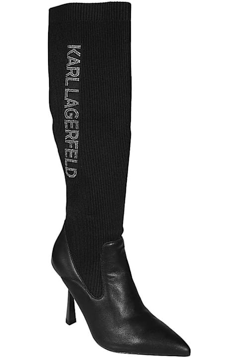 Karl Lagerfeld Knitted Pointy-toe Knee Boots